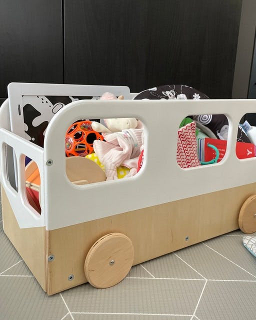 Kids Toy Storage Box on Wheels - Bus