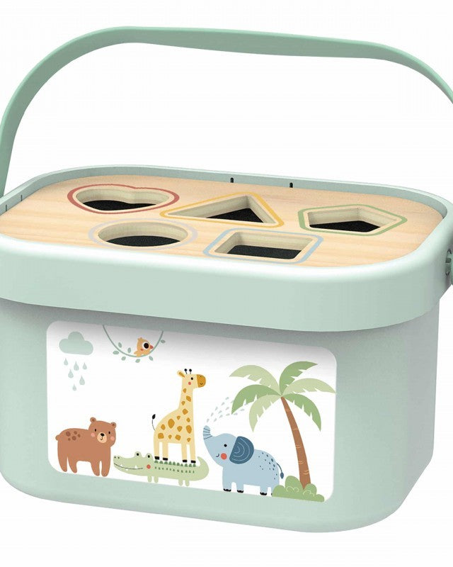 3in1 Toy Box - Sorting Blocks, Stackable Pyramid and Elephant On Wheels