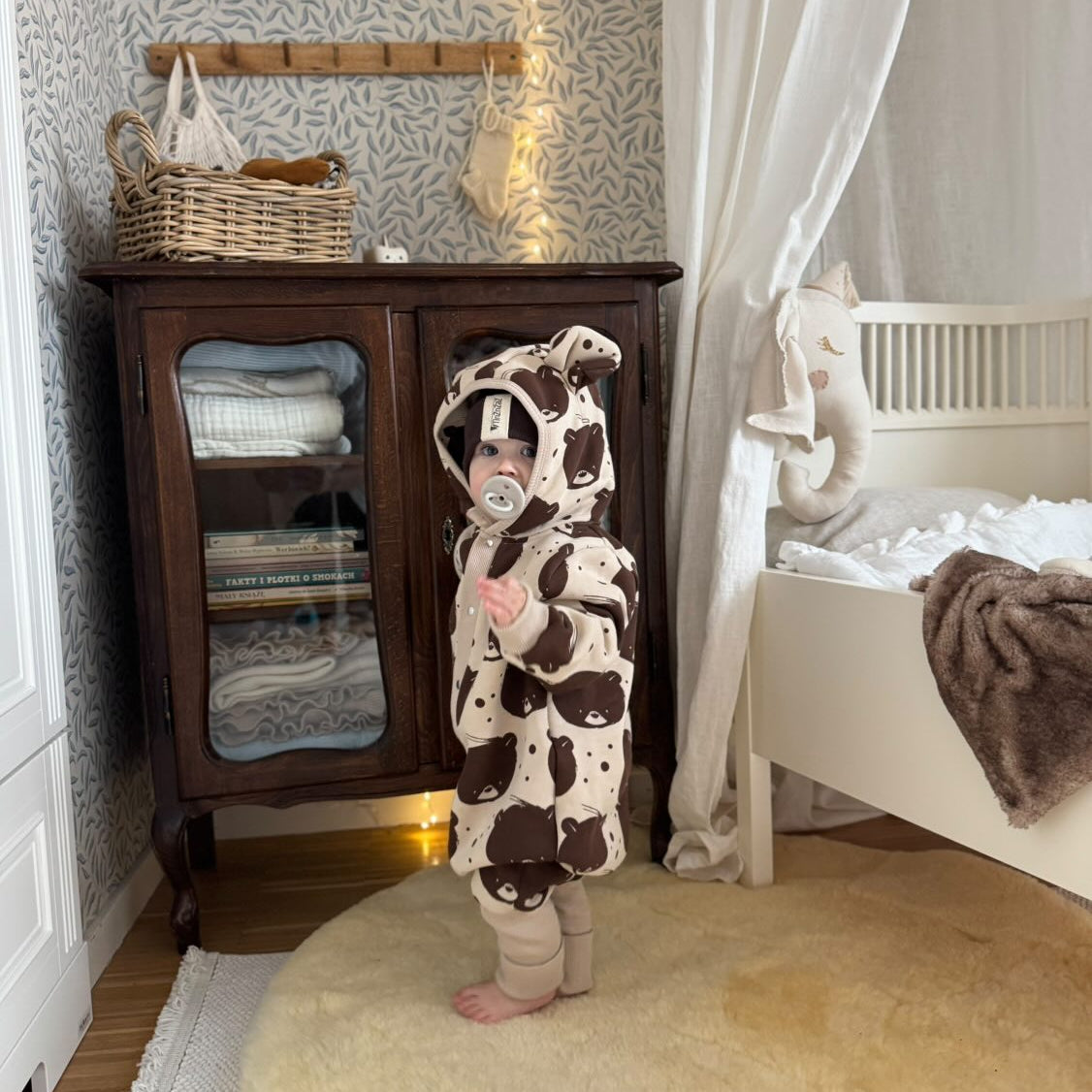 Eared Jumpsuit for Babies and Kids - Beige Bear