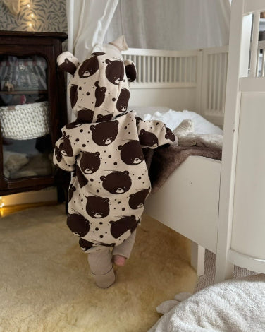 Eared Jumpsuit for Babies and Kids - Beige Bear
