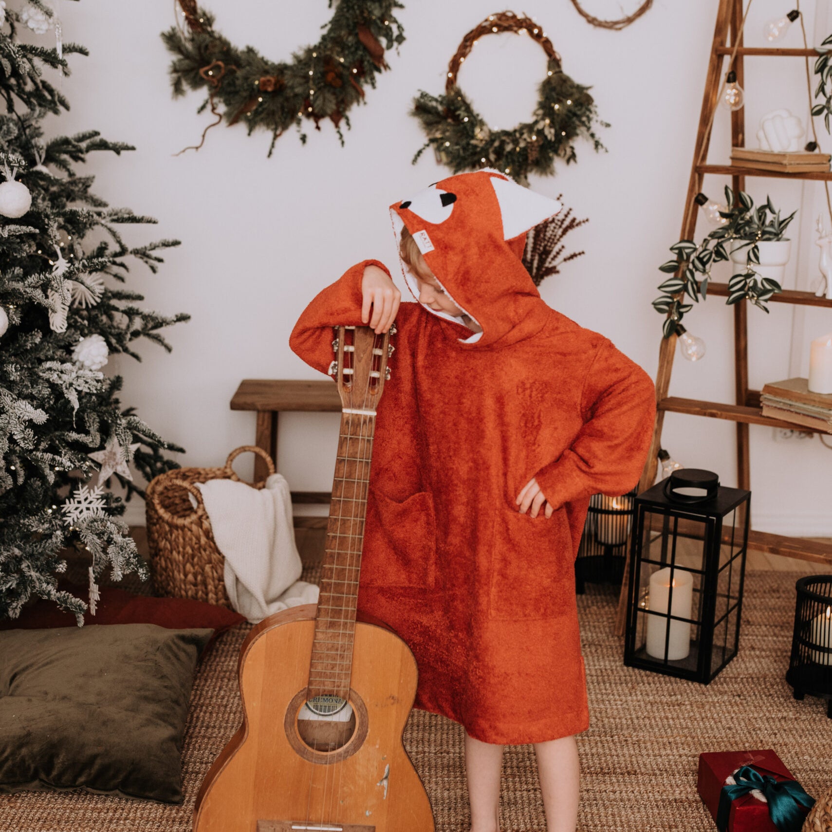 Long-Sleeve Poncho FOX - For TODDLERS (Size 82/86-116)