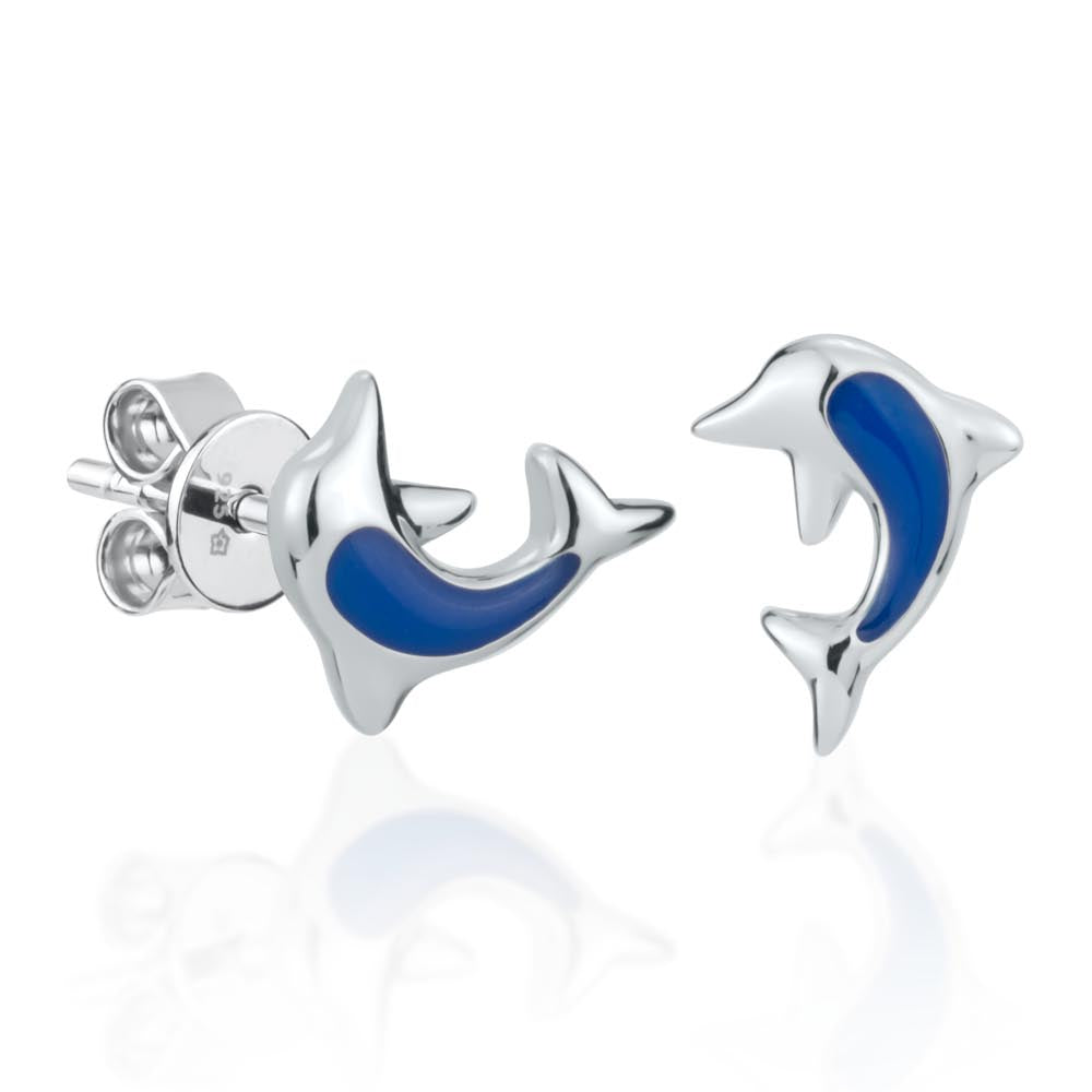 Delfiini korvakorut lapsille, 925 sterling hopeaa.