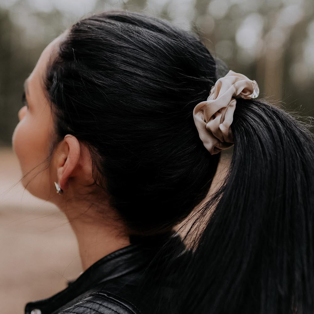Luxury Silk Scrunchie - Beige