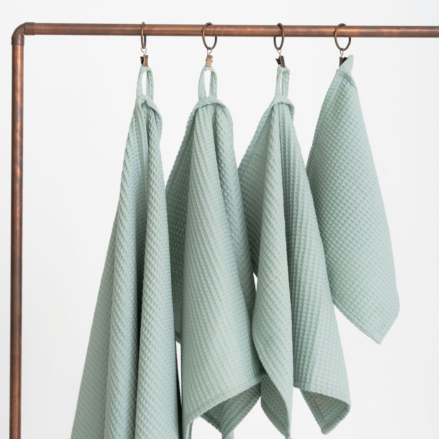 Organic Waffle Cotton Towel - Sage Green