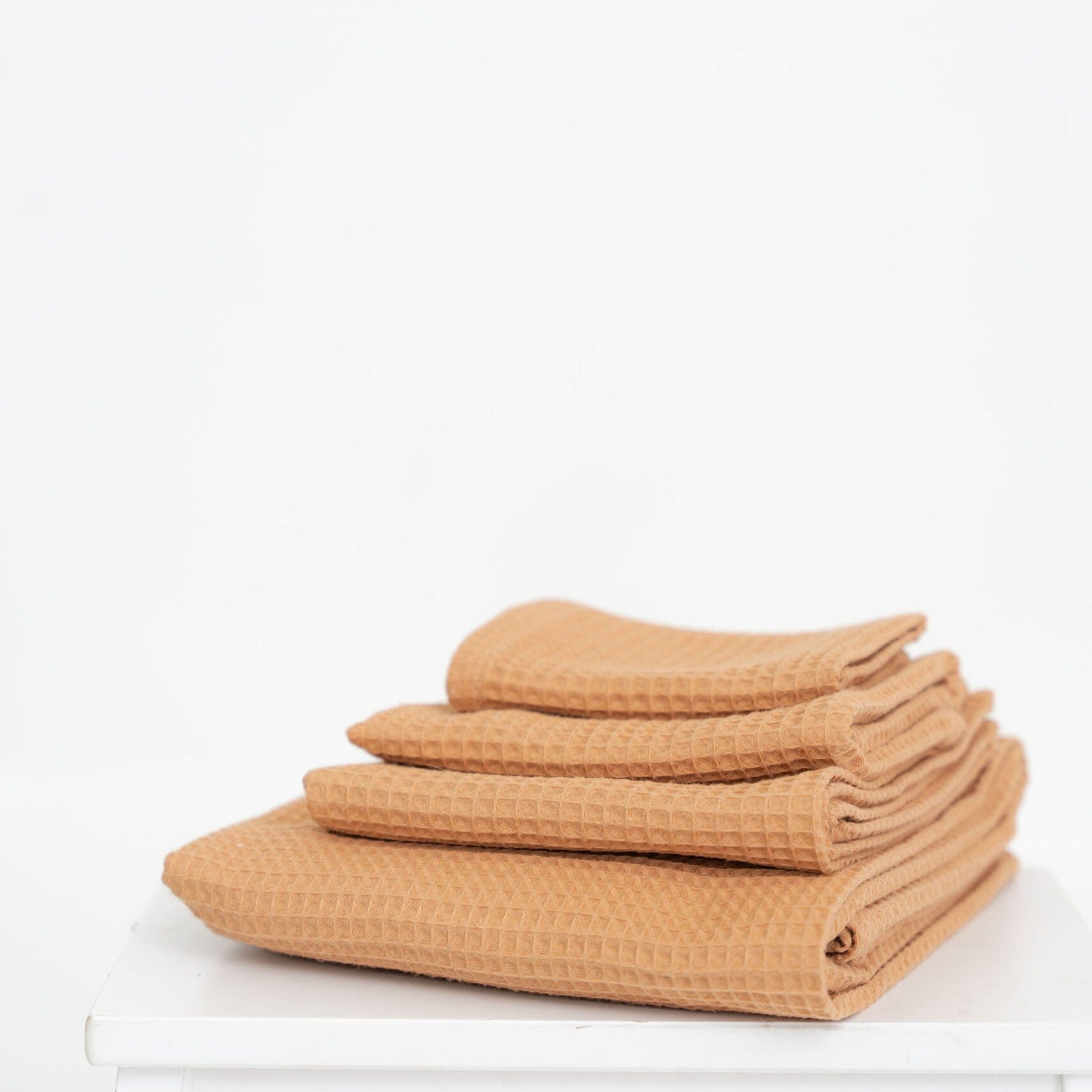 Organic Waffle Cotton Towel - Caramel