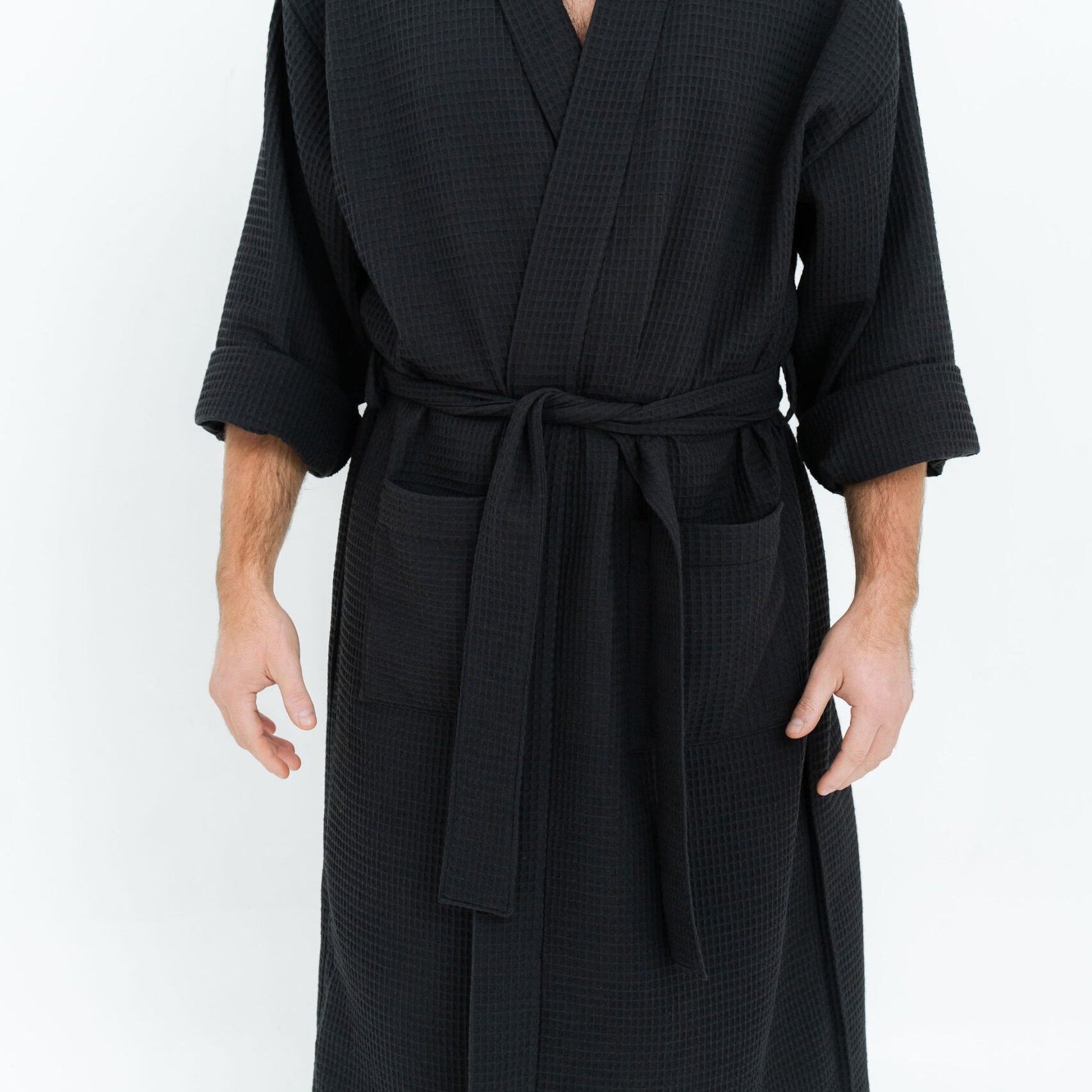 Long Waffle Fabric Robe for Men
