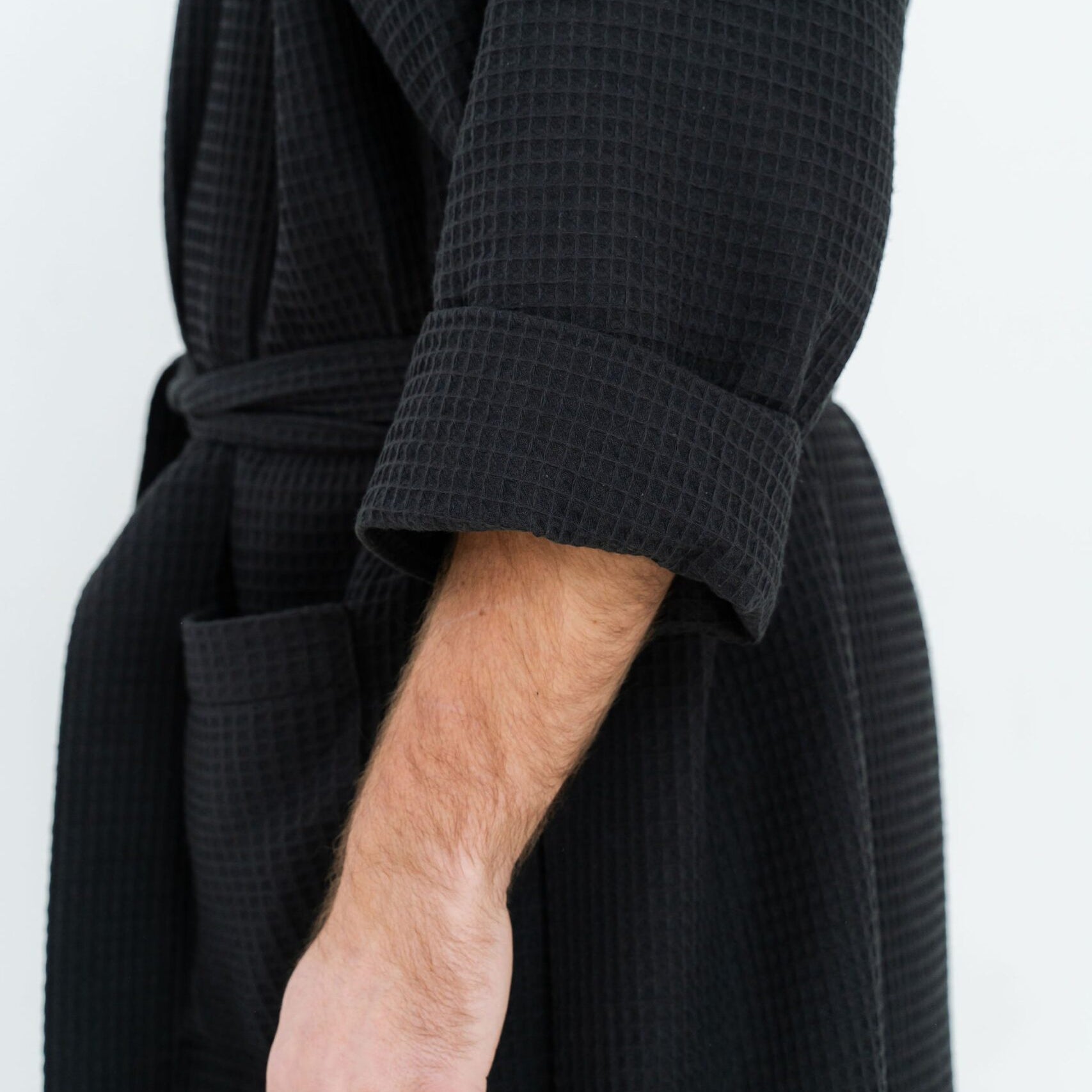 Long Waffle Fabric Robe for Men