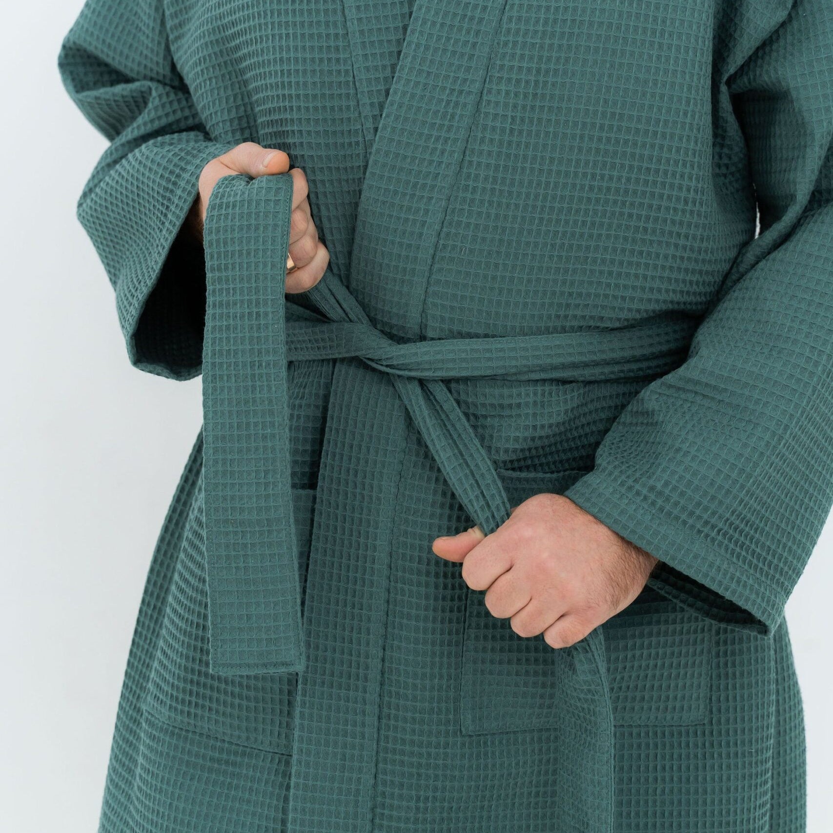 Long Waffle Fabric Robe for Men