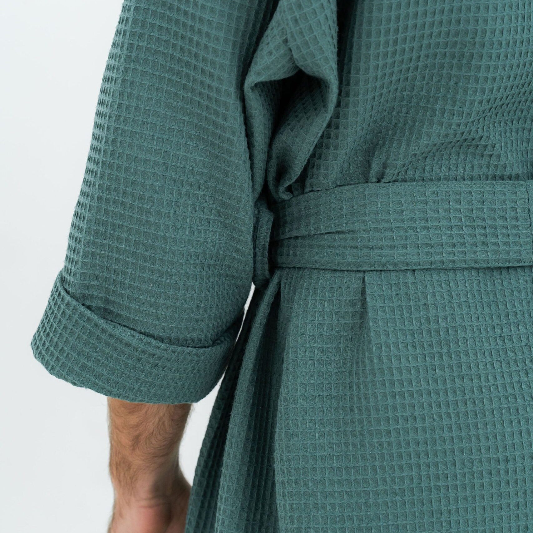 Long Waffle Fabric Robe for Men