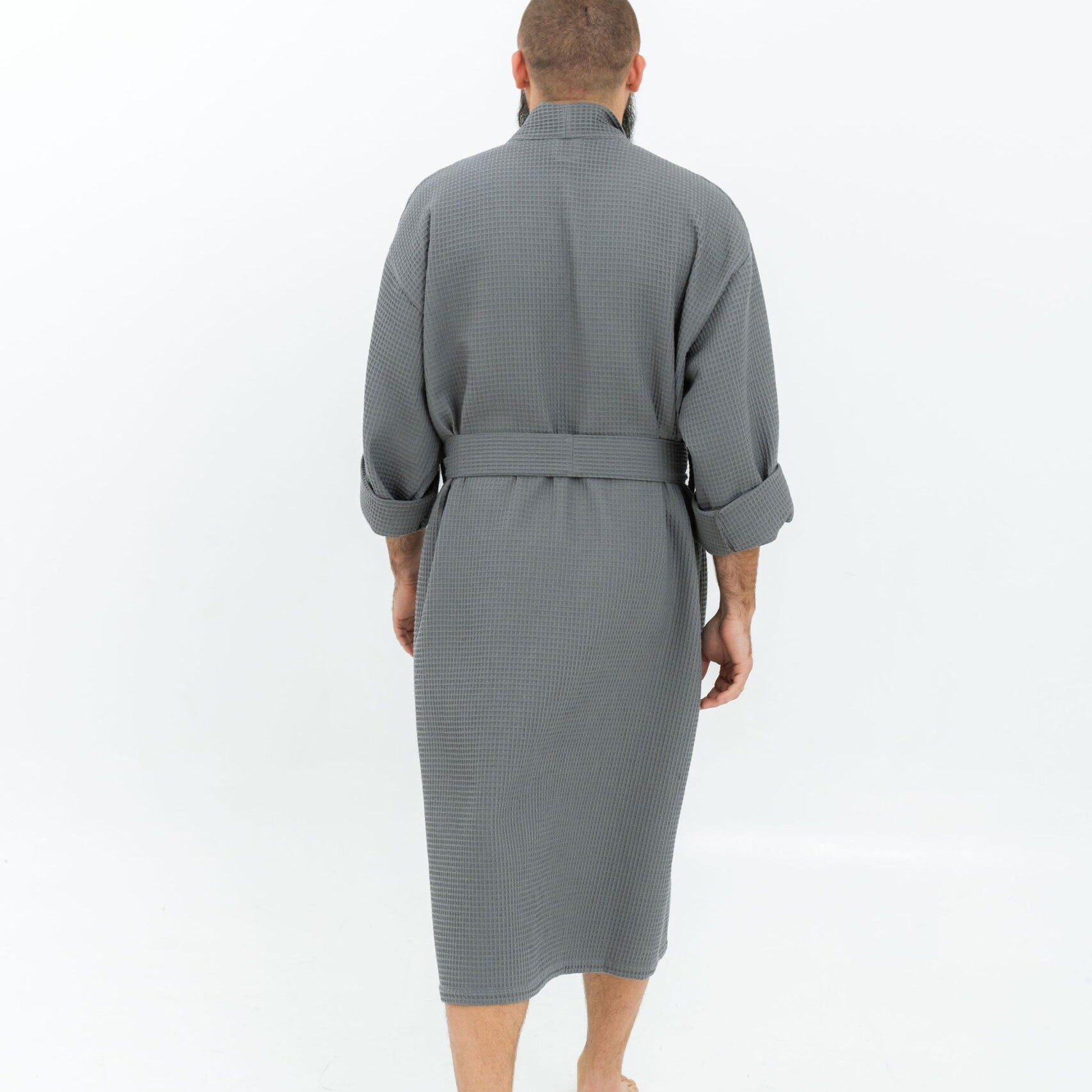 Long Waffle Fabric Robe for Men