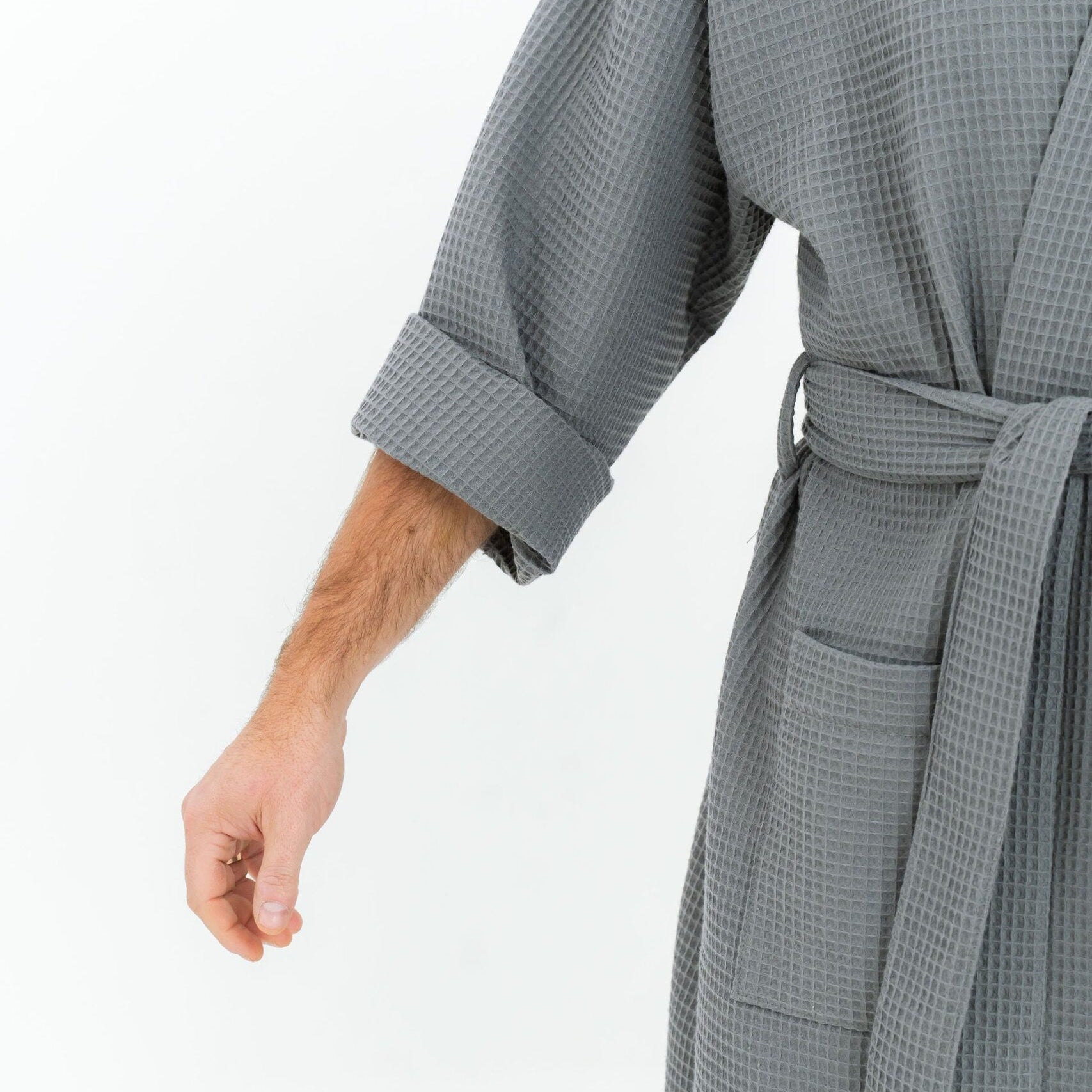 Long Waffle Fabric Robe for Men