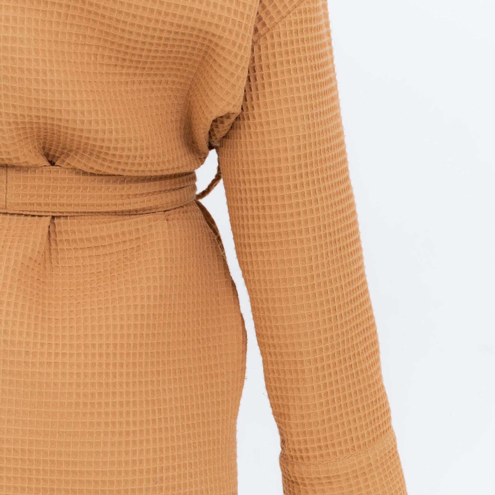 Short Waffle Fabric Robe for Women
