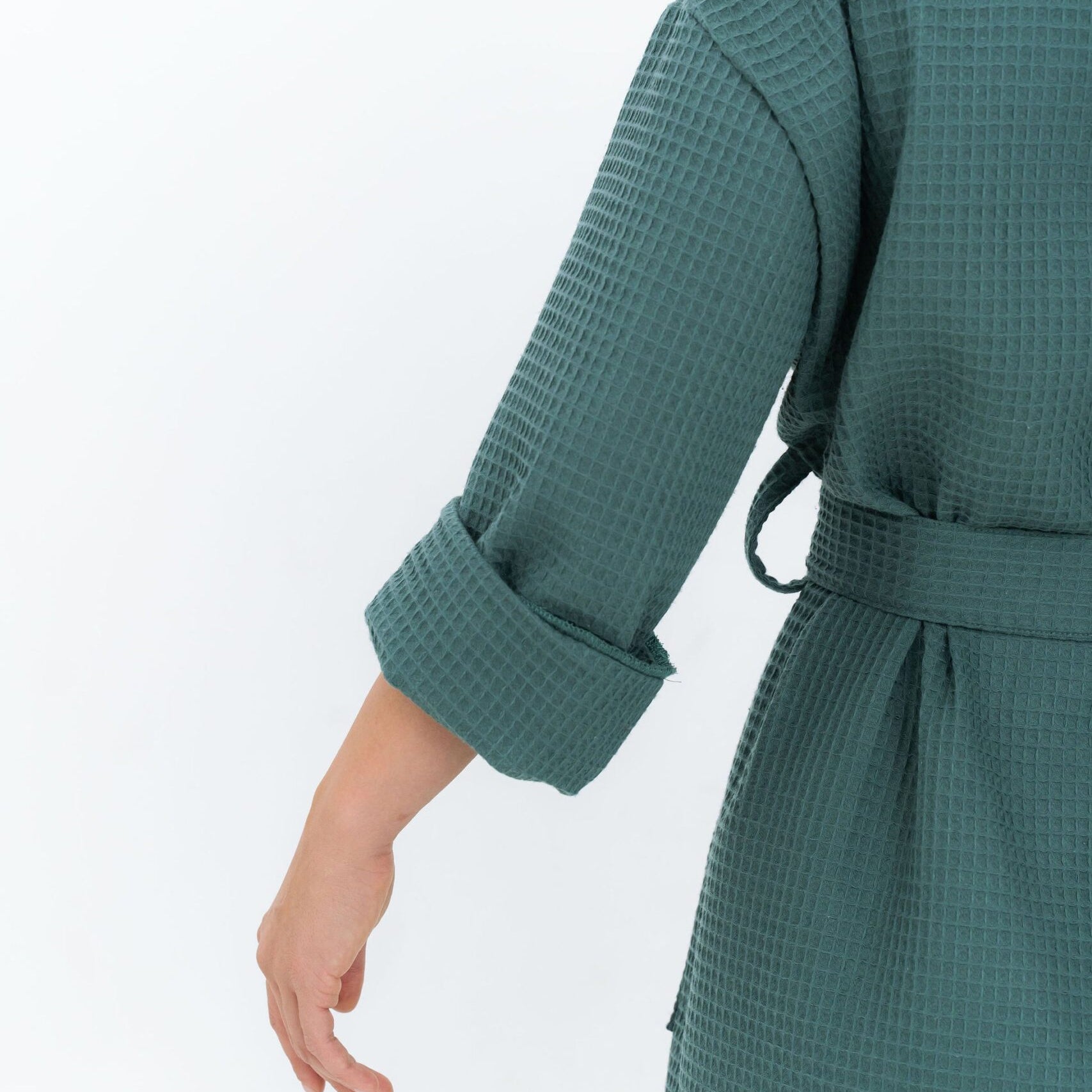 Long Waffle Fabric Robe for Women