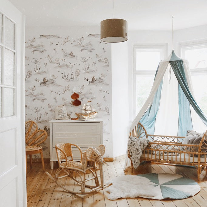 Organic Cotton and Linen Canopy - Blue Circus