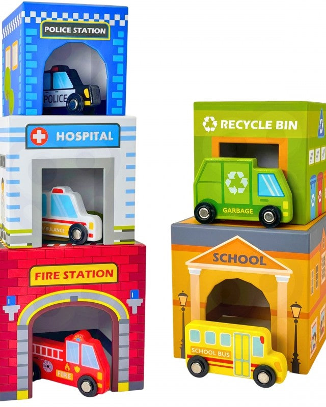 City Vehicles in Boxes Puzzle Cubes