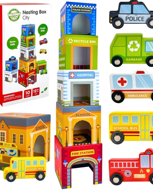 City Vehicles in Boxes Puzzle Cubes