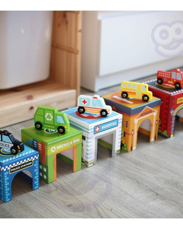 City Vehicles in Boxes Puzzle Cubes