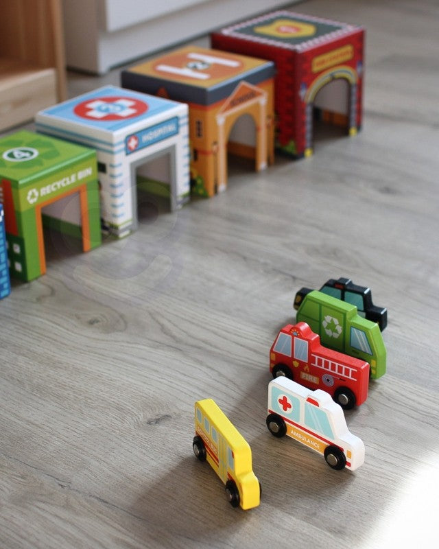 City Vehicles in Boxes Puzzle Cubes