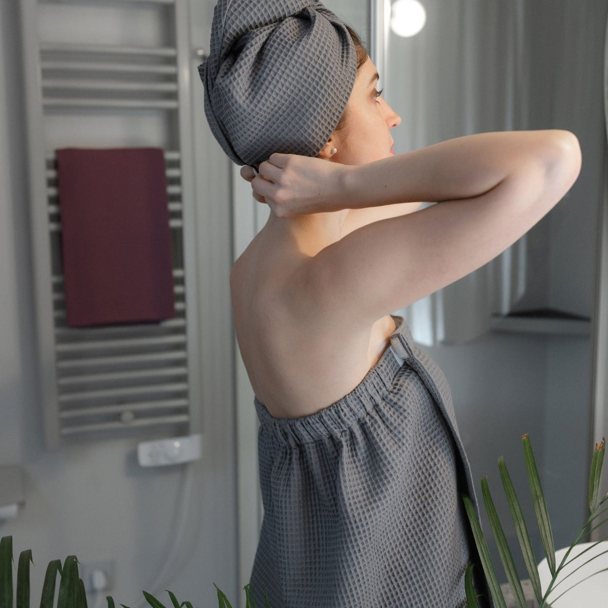 Cotton Waffle Sauna Wrap With Velcro