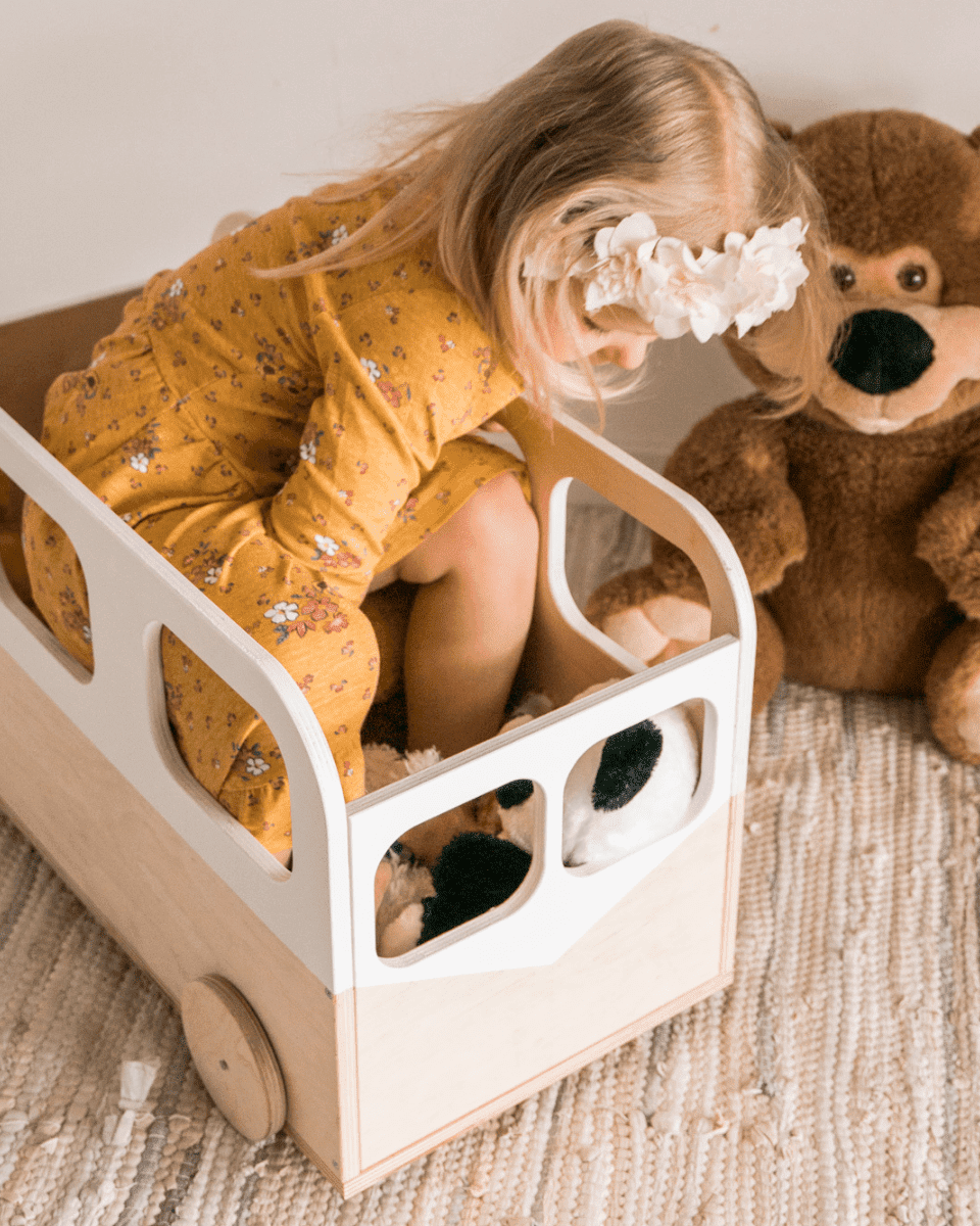 Kids Toy Storage Box on Wheels - Bus