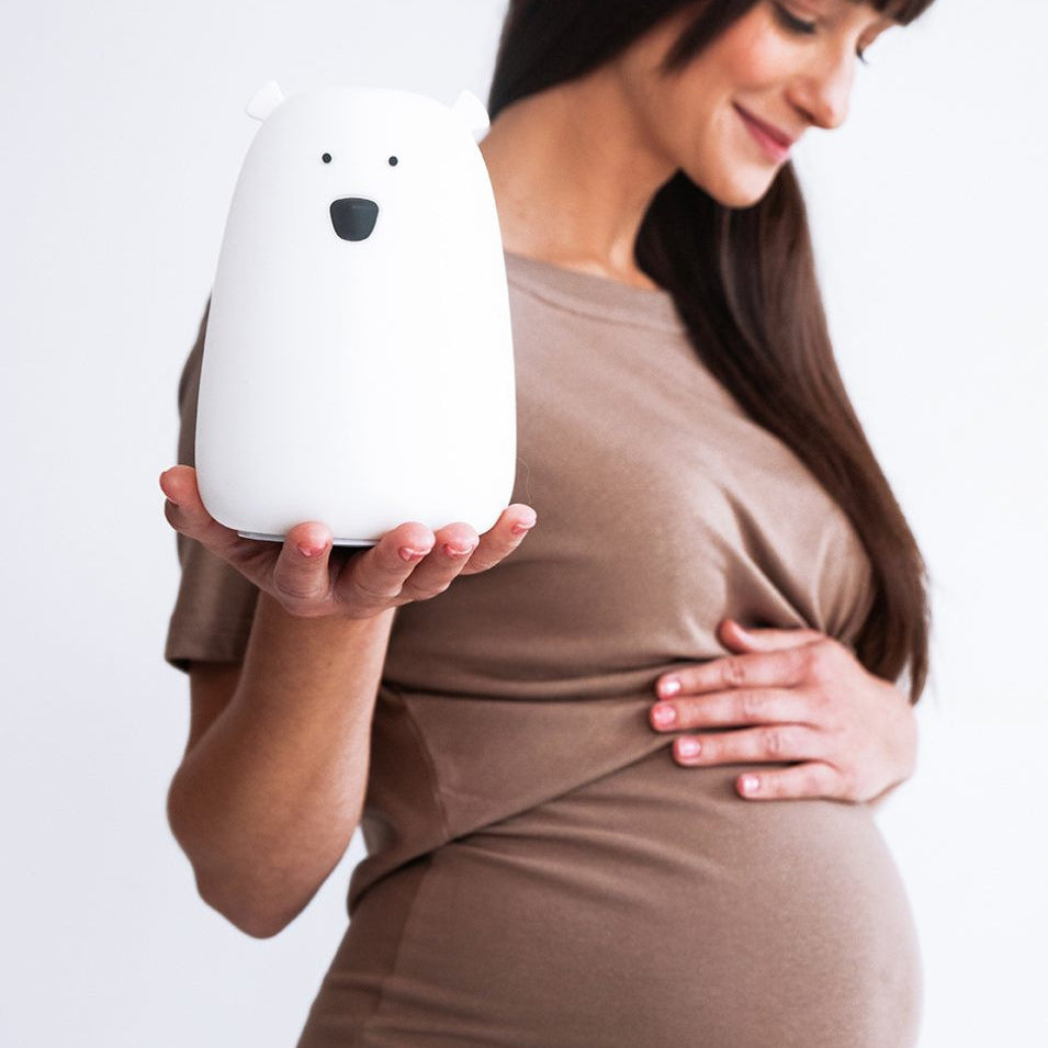 Big Bear lasten valkoinen yövalo, USB-C-ladattava ja turvallinen LED-valo