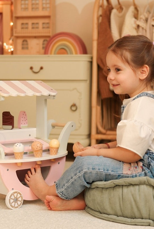 Wooden Ice Cream Shop With Cart
