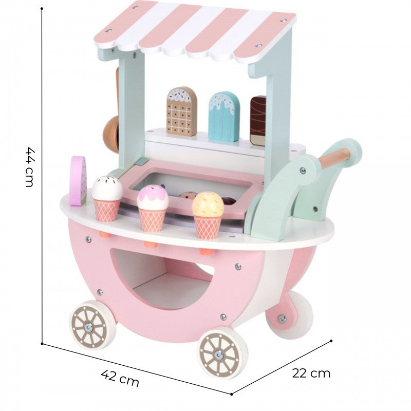 Wooden Ice Cream Shop With Cart