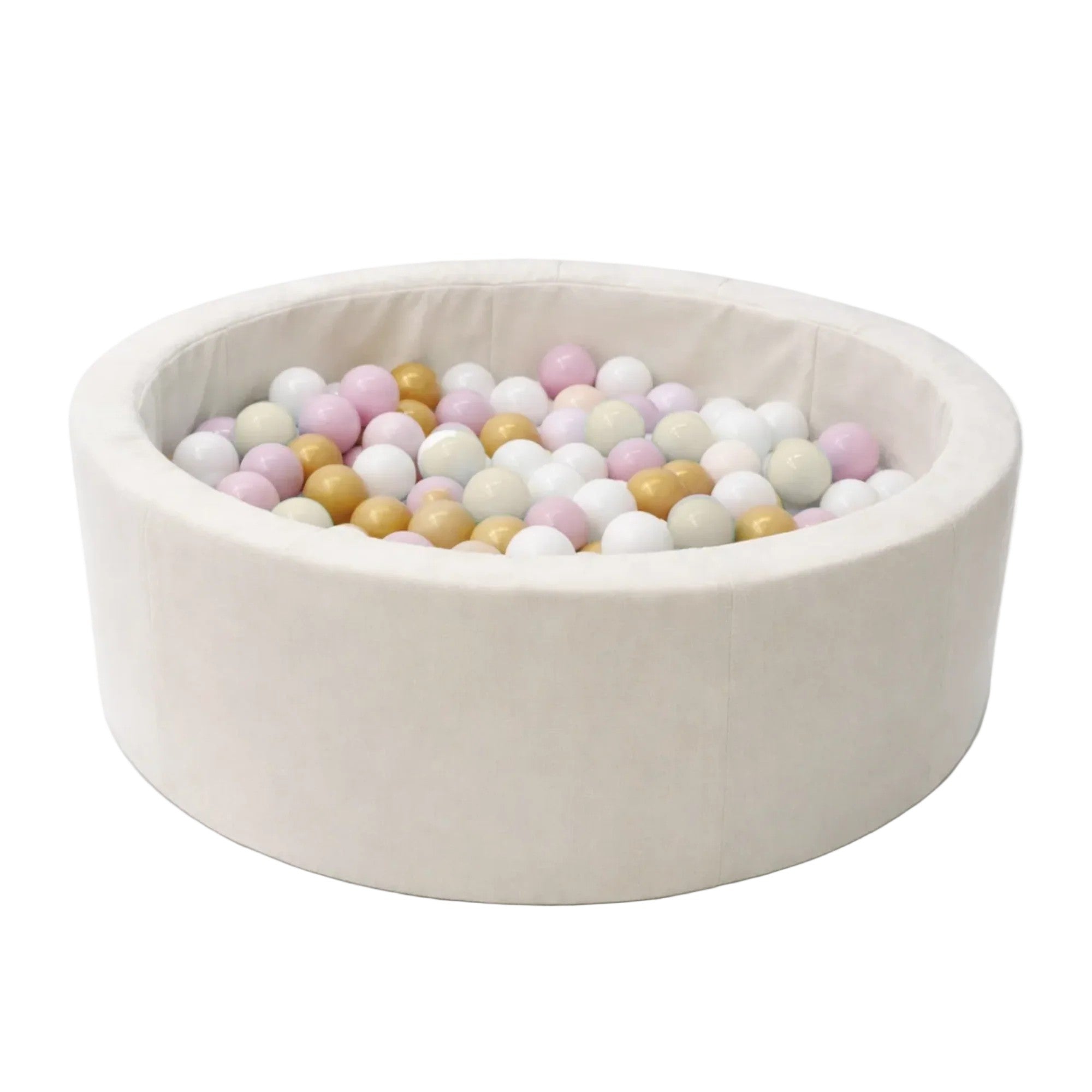Foam Round Ball Pit 90x30cm - Beige, 200 Pastel Balls