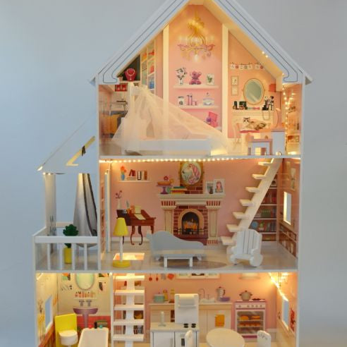 Wooden Dollhouse Liselle with LED Lights
