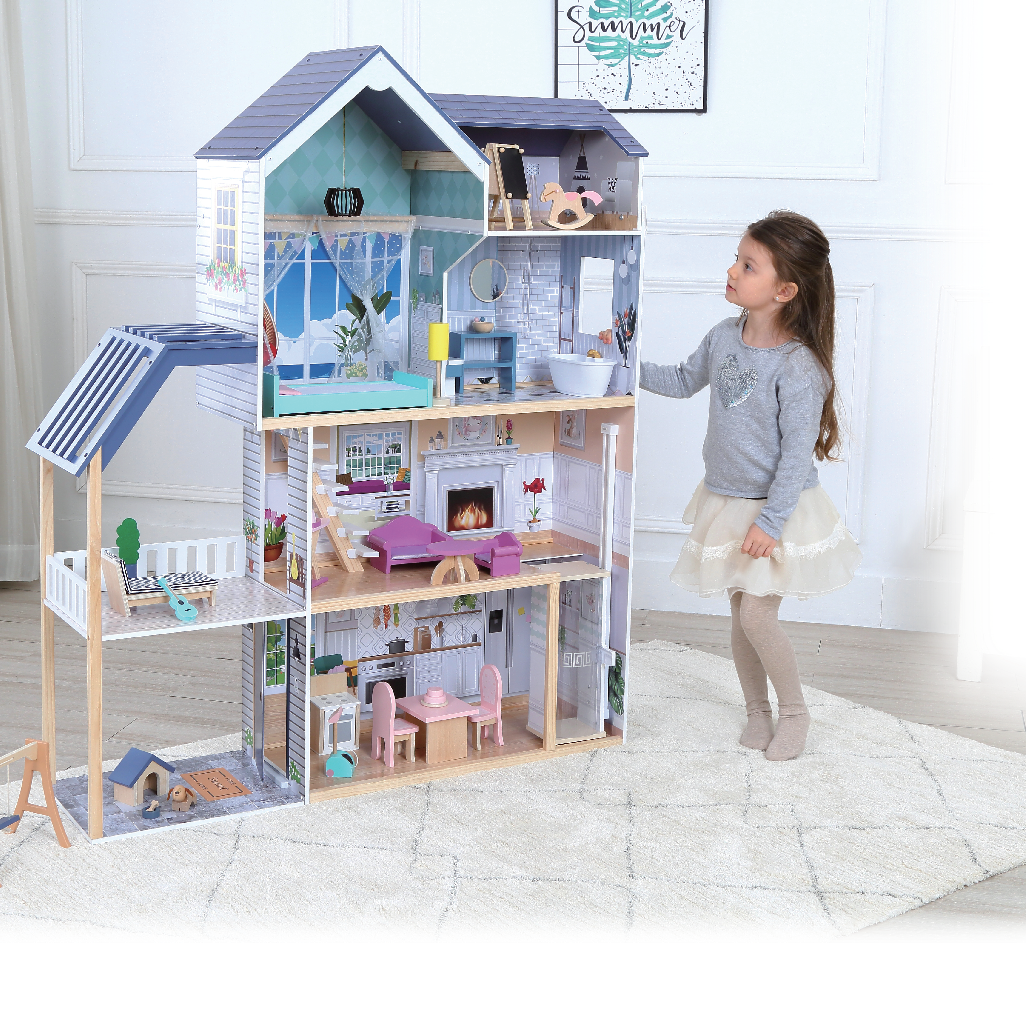 Wooden Dollhouse Crystal with LED Lights