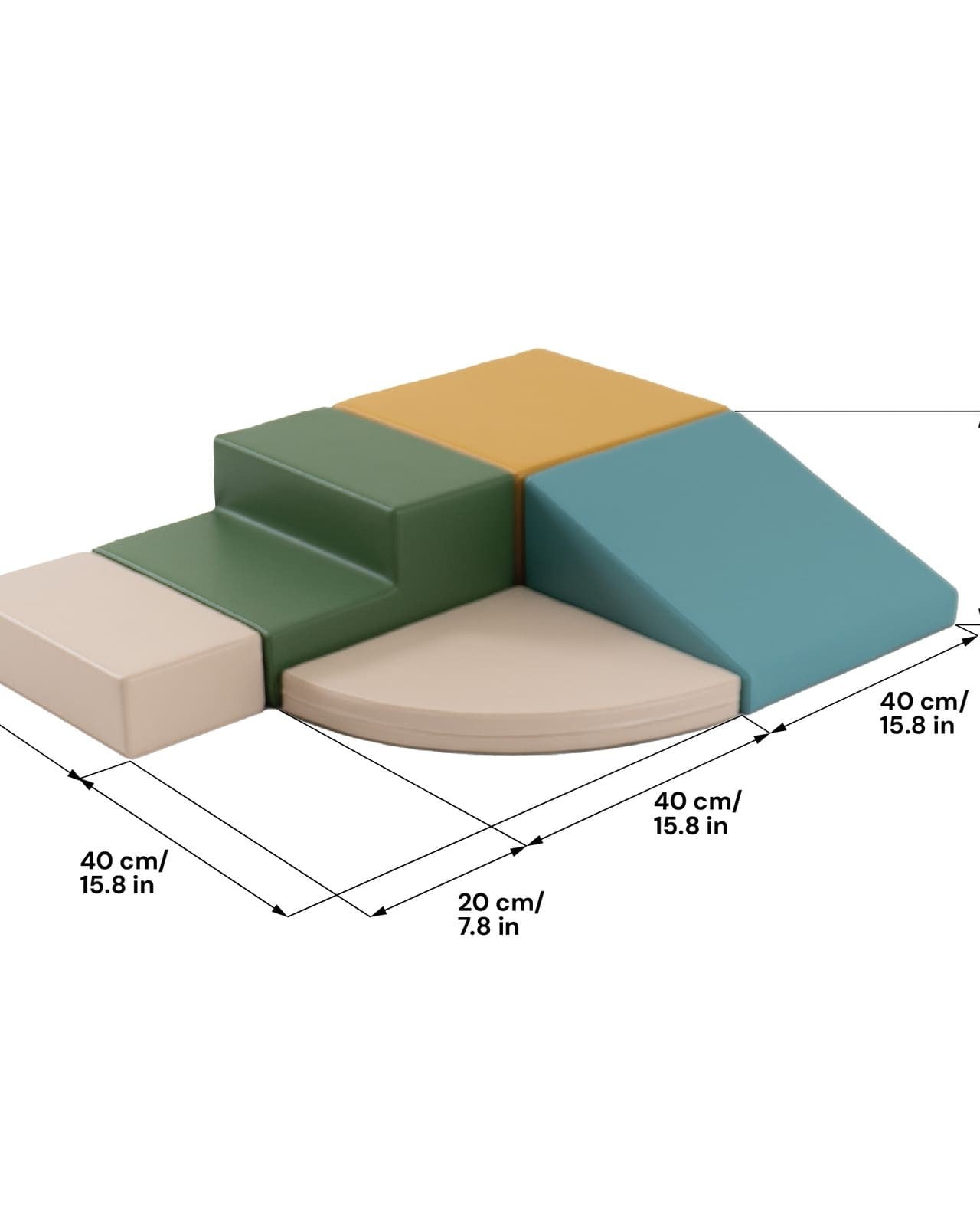 Soft Play 5 Foam Block Set - Pastel Turquoise Corner Climber