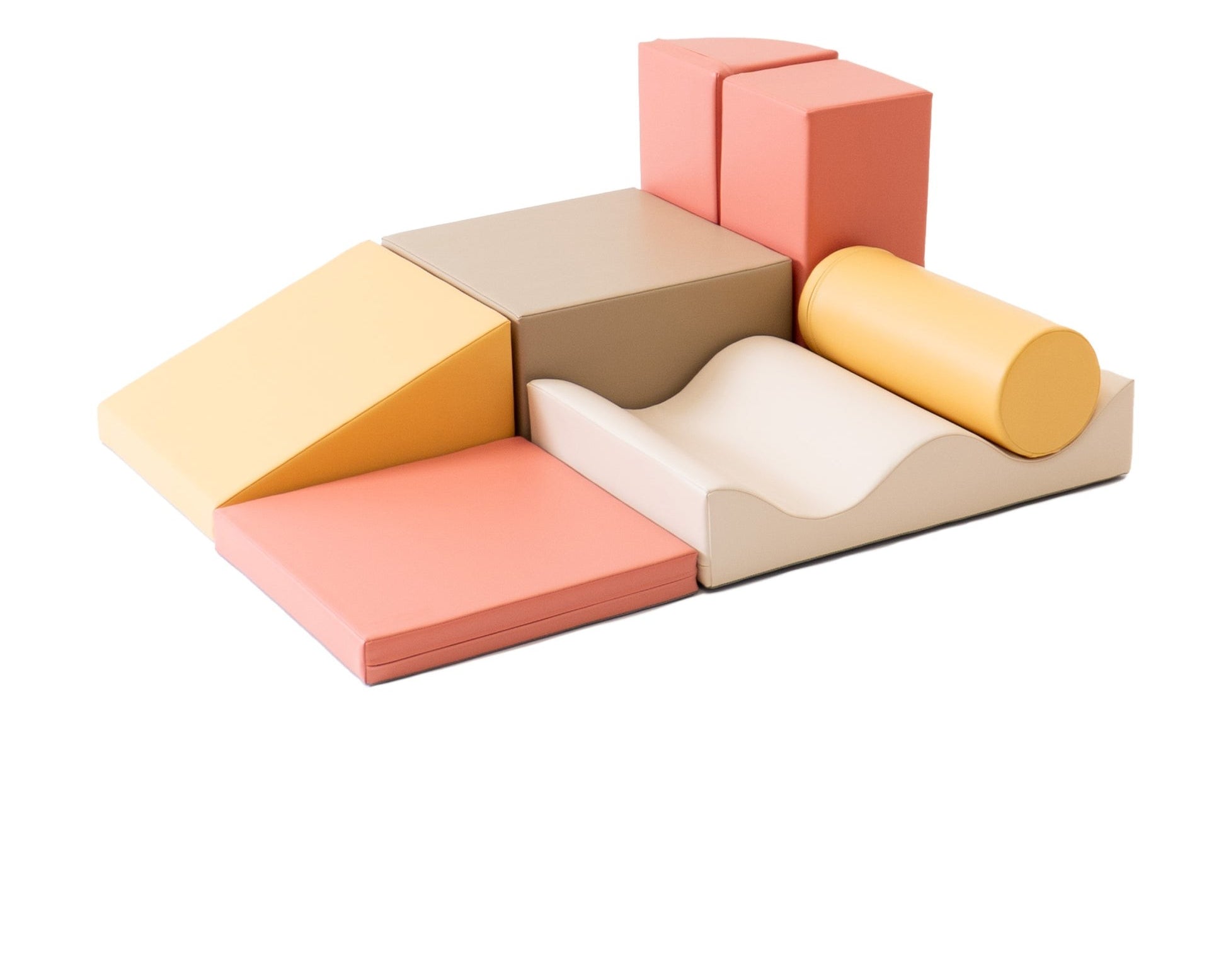 IGLU pehmopalikat Pastel Pink Discoverer -setti, 7 vaahtomuovipalikan soft play -kokonaisuus
