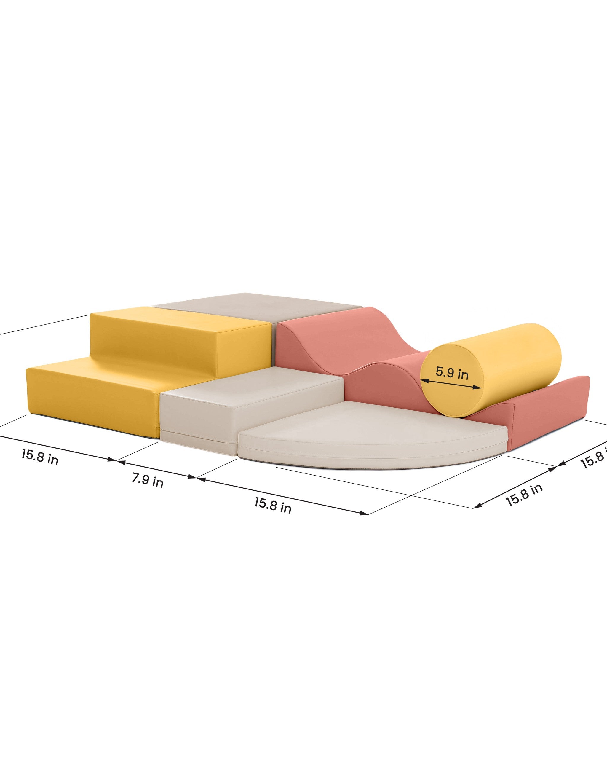 Soft Play 6 Foam Block Set - Pastel Pink Explorer