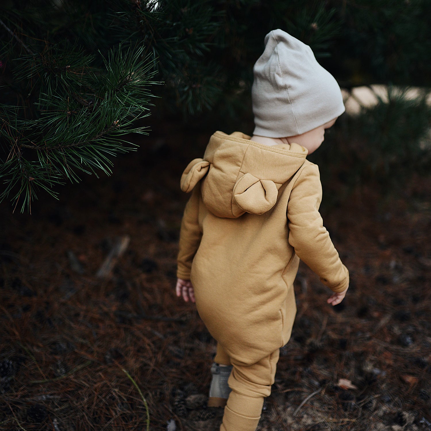 Eared Jumpsuit for Babies and Kids - Mustard