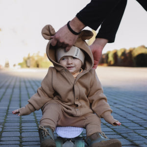 Eared Jumpsuit for Babies and Kids - Cacao