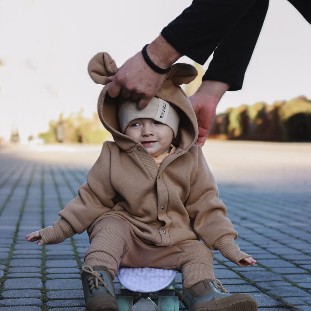 Eared Jumpsuit for Babies and Kids - Cacao