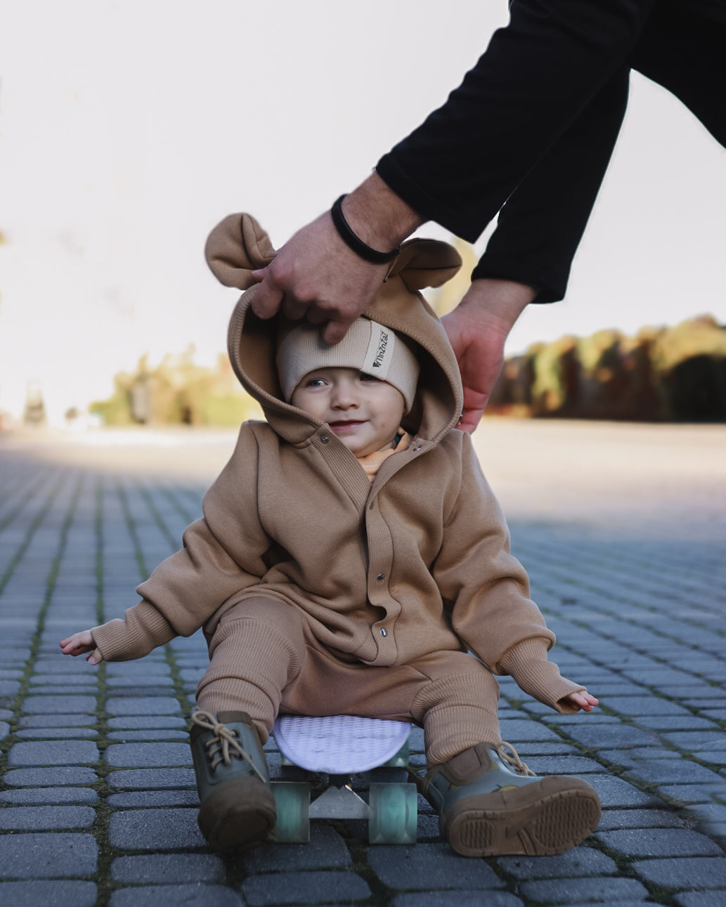Eared Jumpsuit for Babies and Kids - Cacao