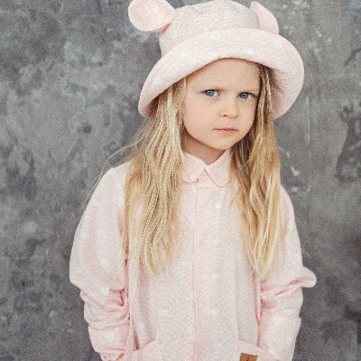 Kids Hat with Ears - Waves on Pink