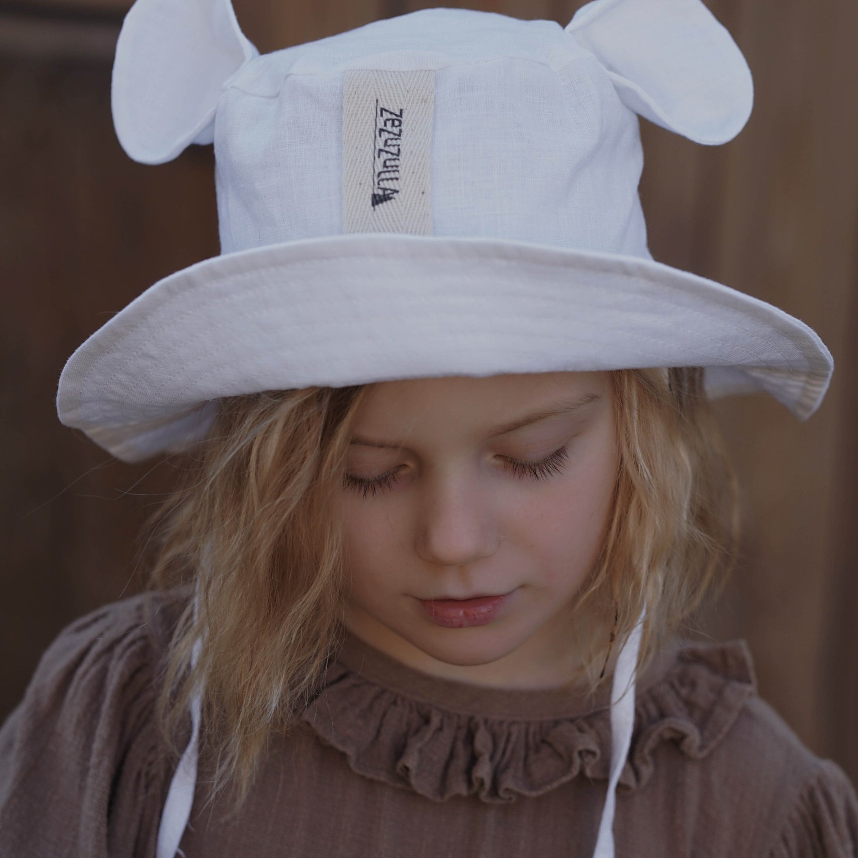 Kids Hat with Ears - White