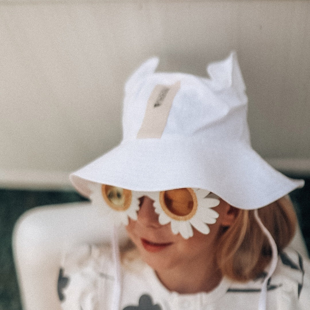 Kids Hat with Ears - White