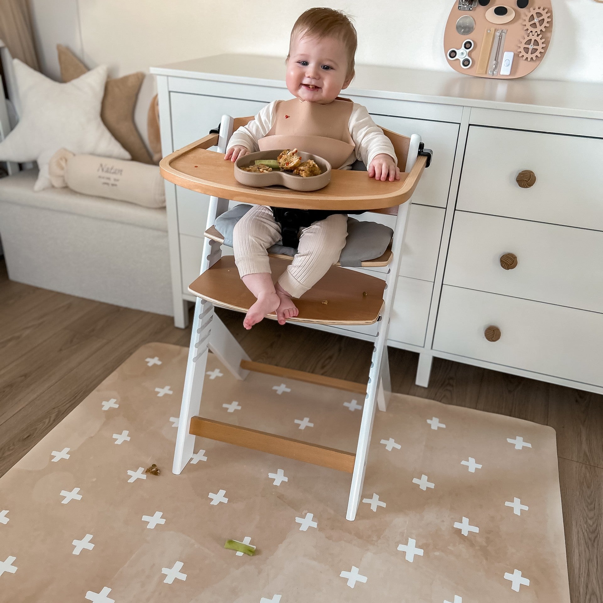 Kids Mealtime Floor Mat, Non-Slip & Waterproof - Cross Sand