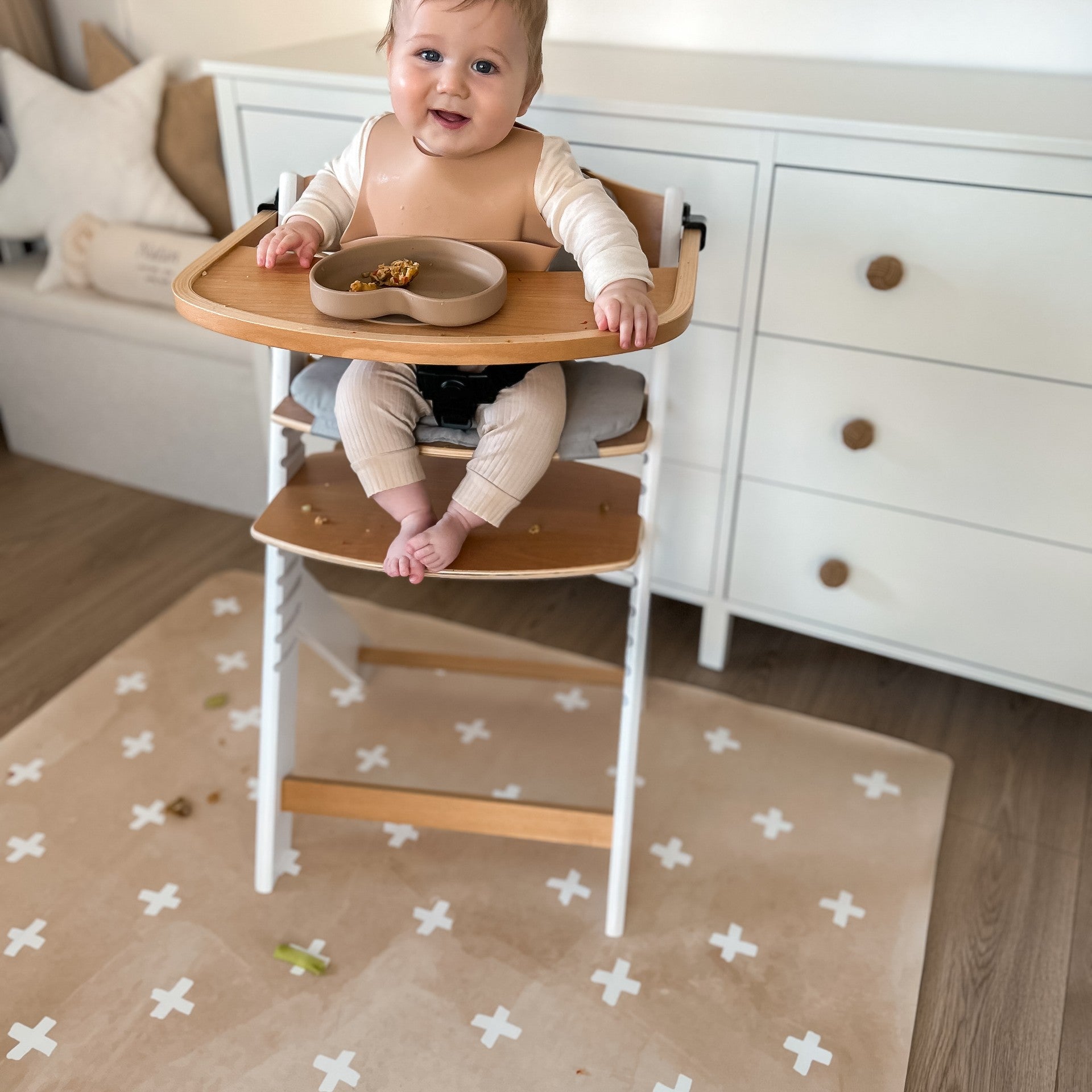 Kids Mealtime Floor Mat, Non-Slip & Waterproof - Cross Sand