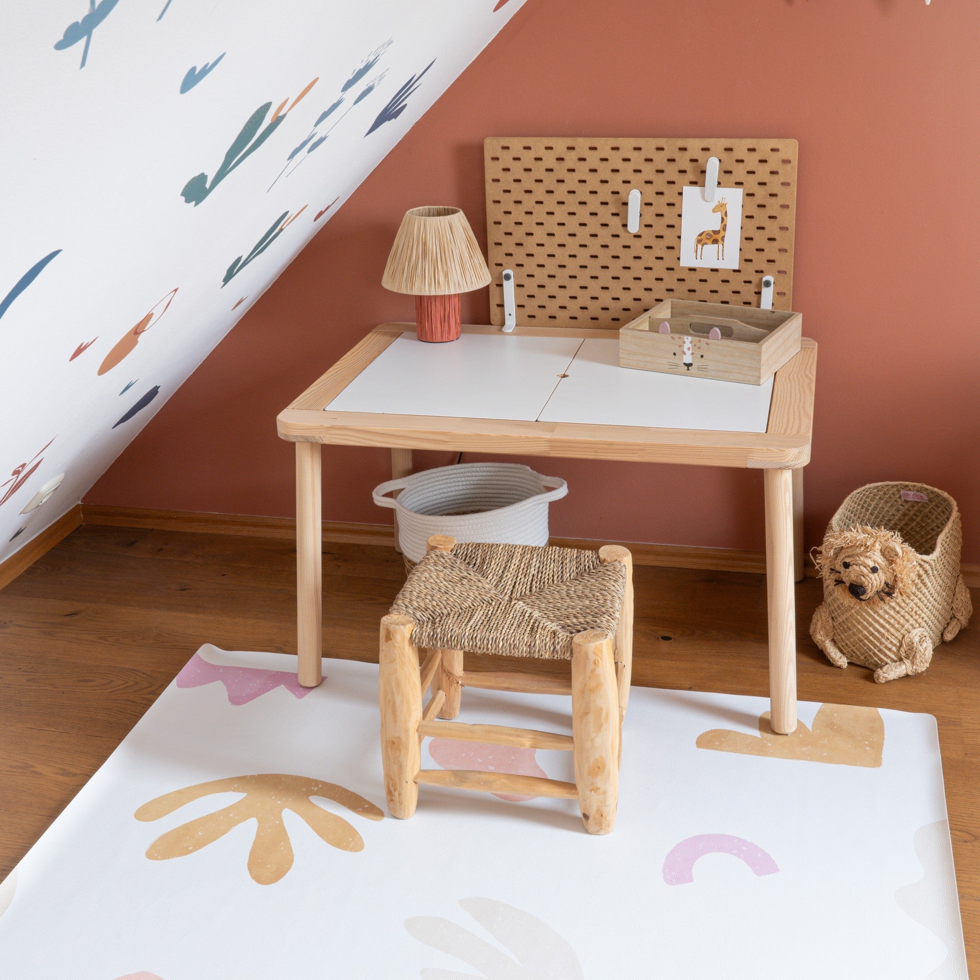 Kids Mealtime Floor Mat, Non-Slip & Waterproof - Organic Beach