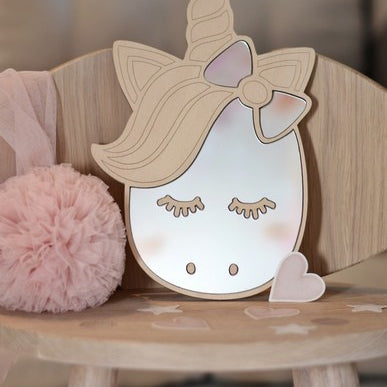 Kids Room Unicorn Mirror – Child-Friendly Acrylic & Wood
