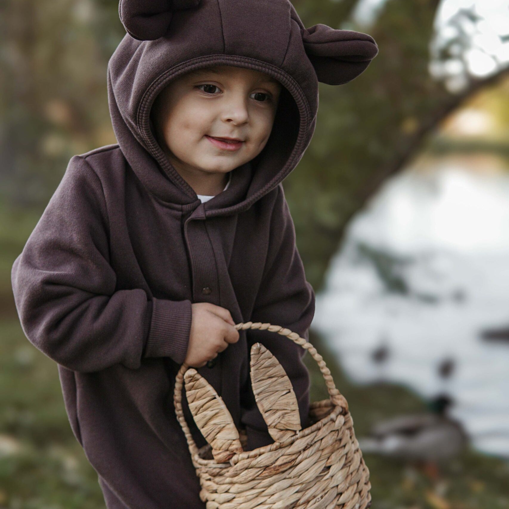 Eared Jumpsuit for Babies and Kids - Chocolate