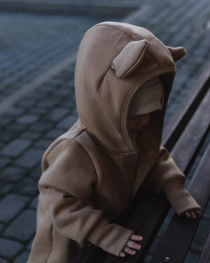 Eared Jumpsuit for Babies and Kids - Cacao