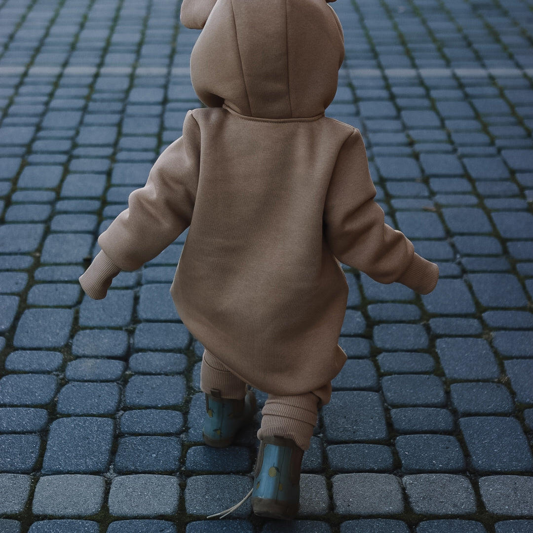 Eared Jumpsuit for Babies and Kids - Cacao