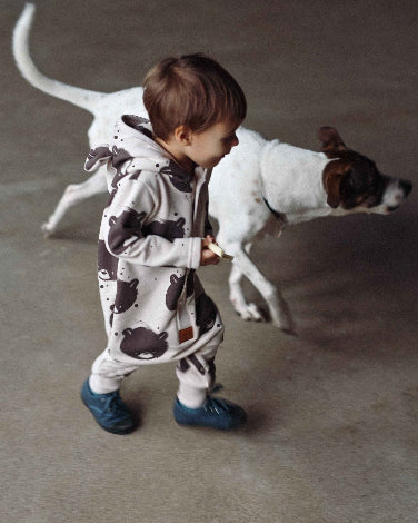 Eared Jumpsuit for Babies and Kids - Beige Bear