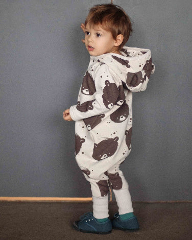 Eared Jumpsuit for Babies and Kids - Beige Bear