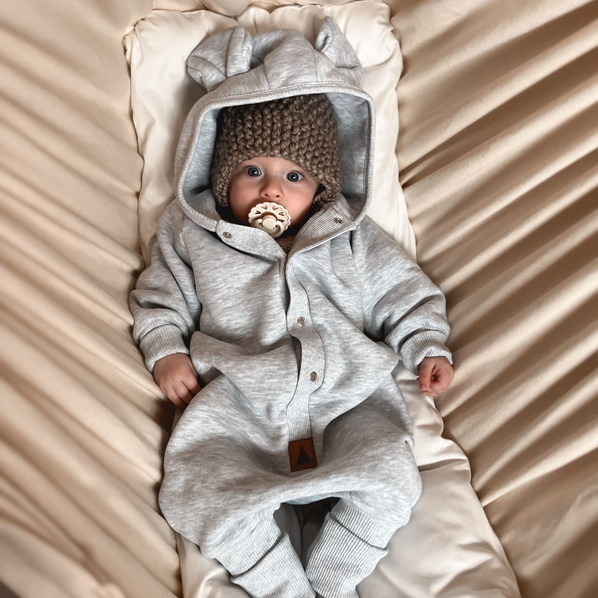 Eared Jumpsuit for Babies and Kids - Melange Grey